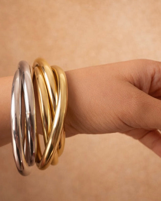 Myra Bangle Stack (Set of 3 Entwined Bangles)