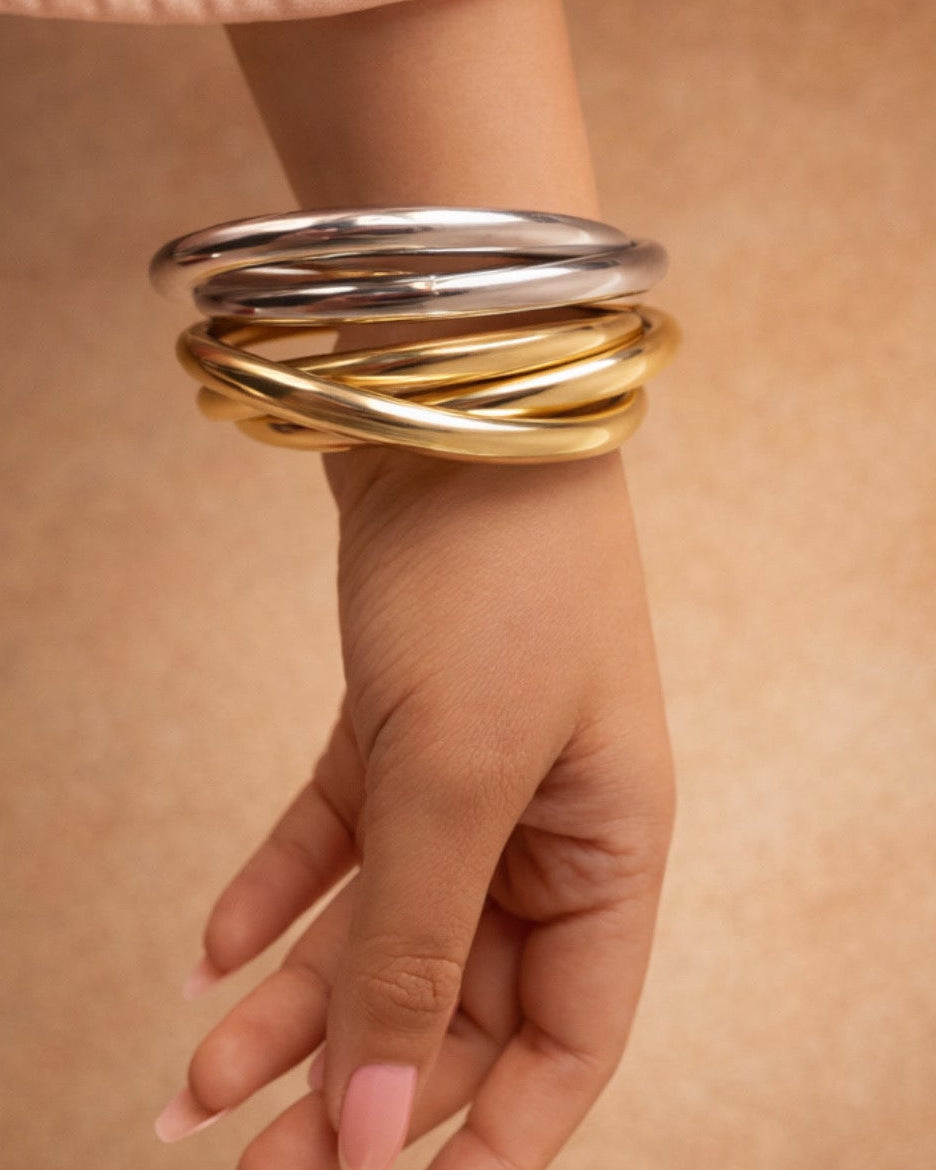 Myra Bangle Stack (Set of 3 Entwined Bangles)